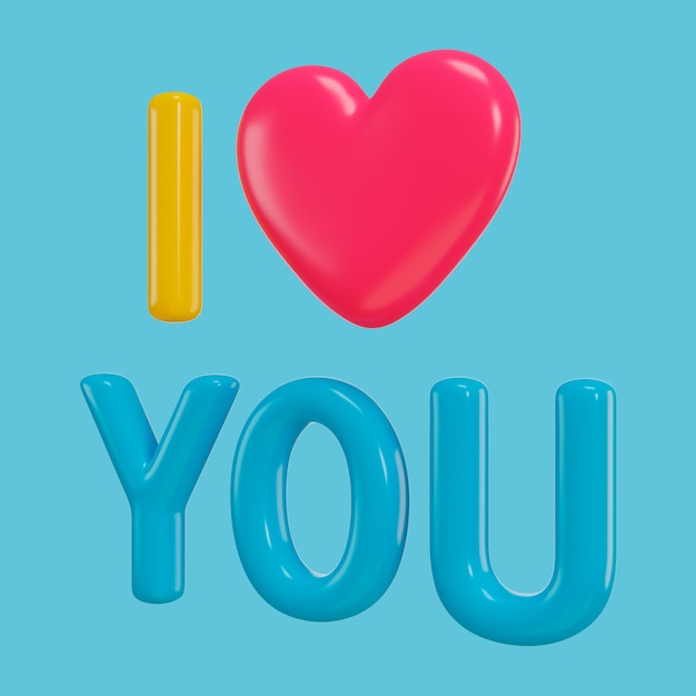 3D-Darstellung des Symbols „Ich liebe dich“.