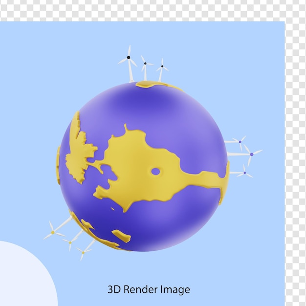 3d-darstellung des tages der windmühlenenergie