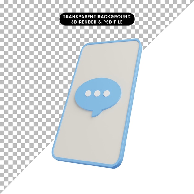 PSD 3d-darstellung des telefons mit chat-blase