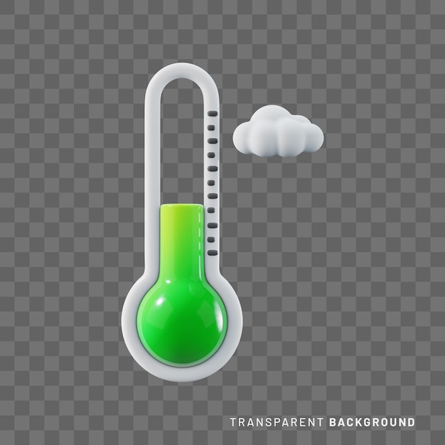 PSD 3d-darstellung des thermometers mit normalem temperatursymbol