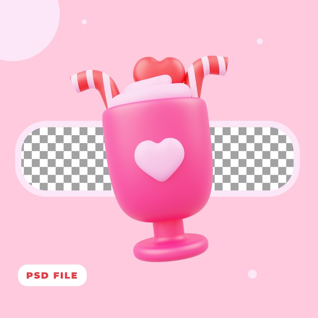 3d-darstellung des valentins-milchshake-symbols