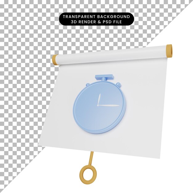 3D-Darstellung einer einfachen Objektpräsentationstafel, die mit der Uhr leicht geneigt ist