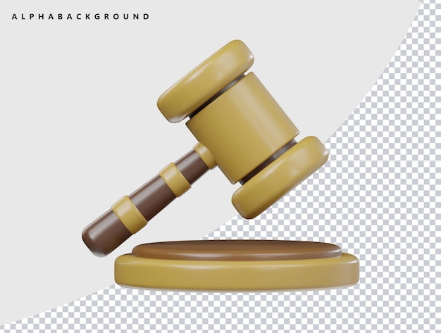 3D-Darstellung einer Illustration eines Gesetzeshammers