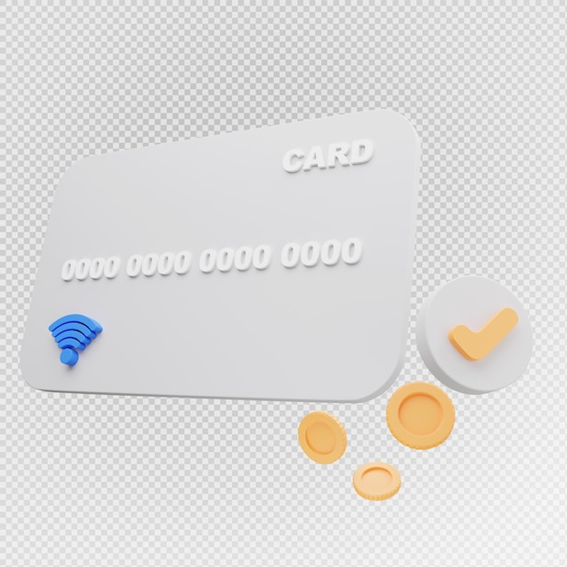 3d-darstellung einer kreditkarte mit zahlungskonzept