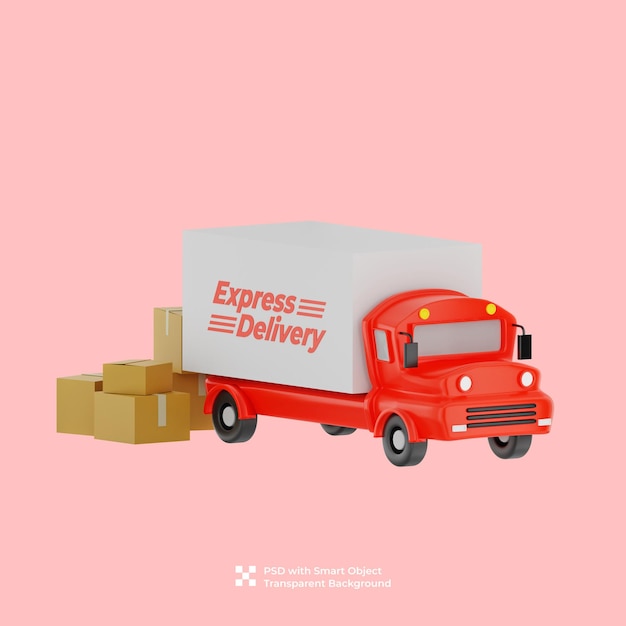 3D-Darstellung einer roten LKW-Box