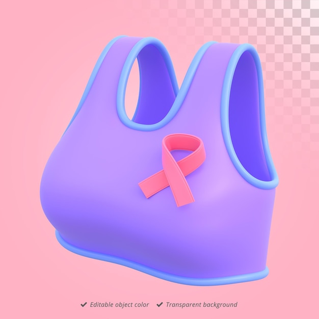 3d-darstellung eines bhs mit rosa schleife zur aufklärung über brustkrebs