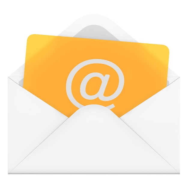 3D-Darstellung eines E-Mail-Umschlags isoliert auf transparentem Hintergrund