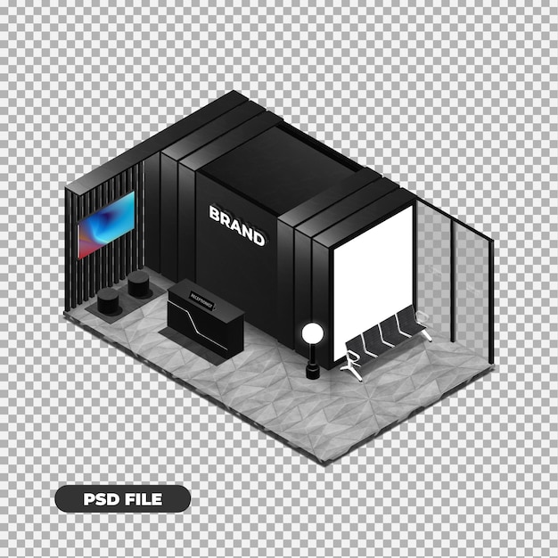 PSD 3d-darstellung eines empfangszimmers im isometrischen stil