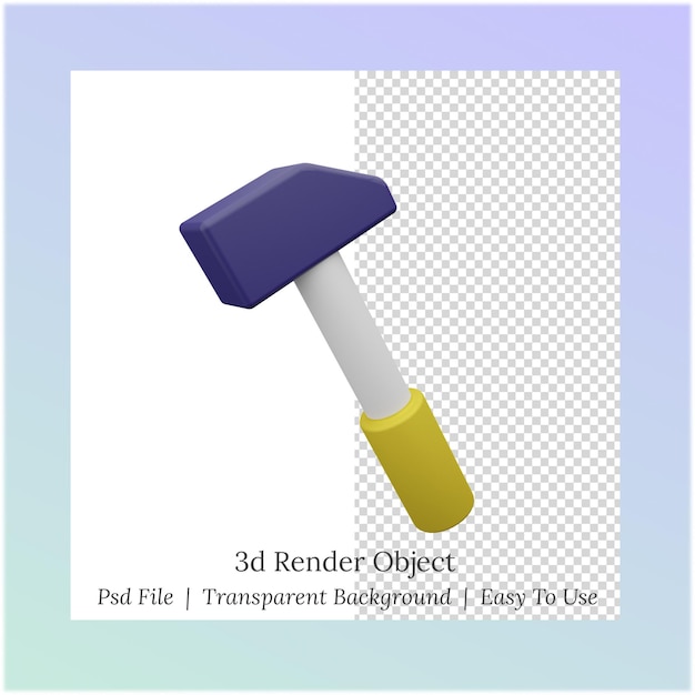 PSD 3d-darstellung eines hammers für den arbeitstag