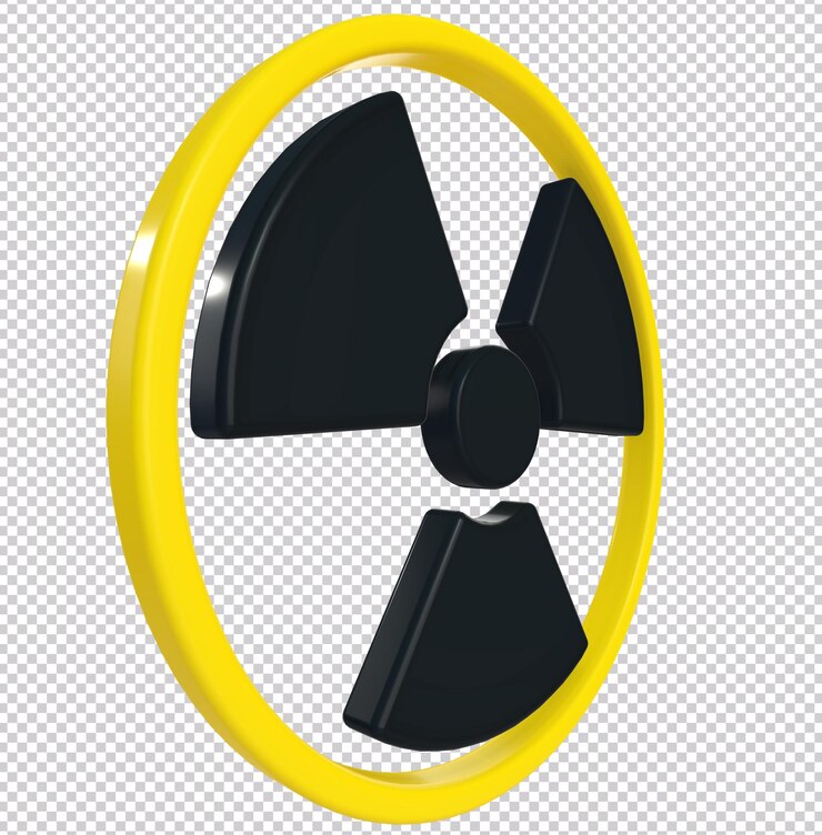 PSD 3d-darstellung eines radioaktiven zeichens isoliert auf transparentem hintergrund. seitenansicht