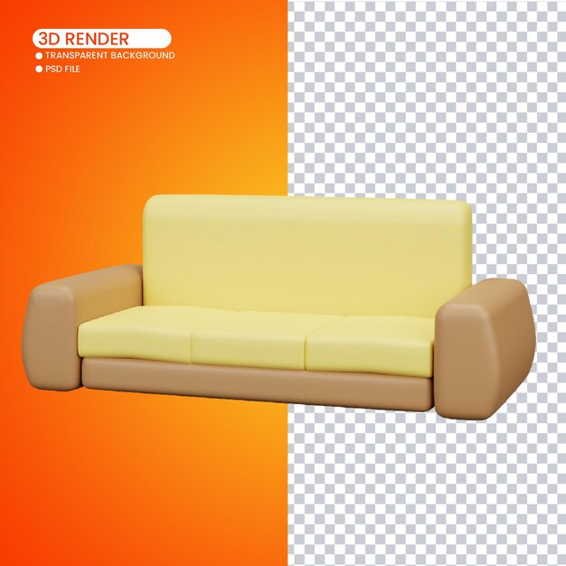 3D-Darstellung eines süßen Sofas für soziale Medien