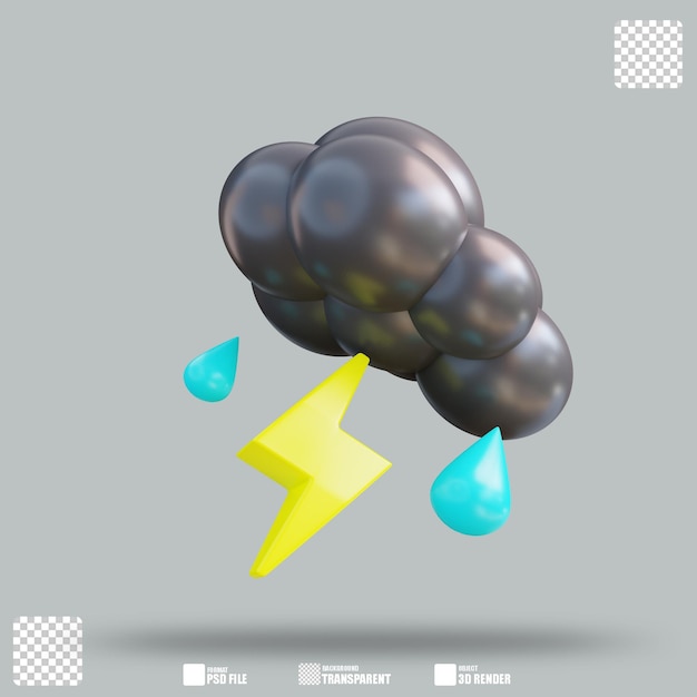 PSD 3d-darstellung gewitter 3