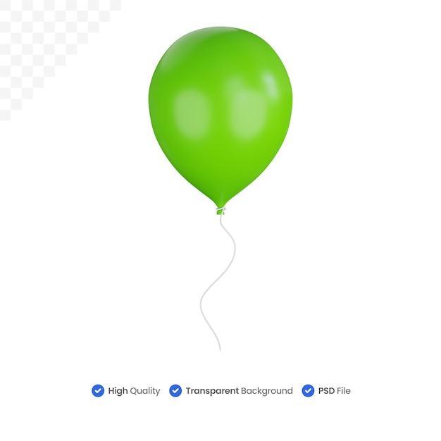 PSD 3d-darstellung grüne ballondekoration