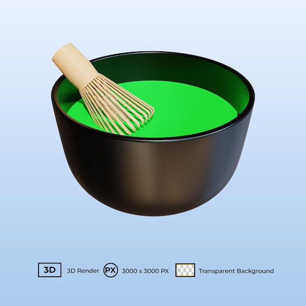 3D-Darstellung Japanisches Essen Grüner Tee Matcha
