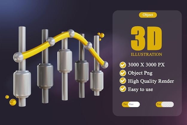 PSD 3d-darstellung kerzenhalter bitcoin-diagramm 6