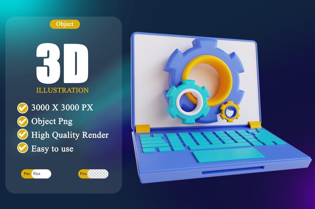3D-Darstellung Laptopeinstellungen 2