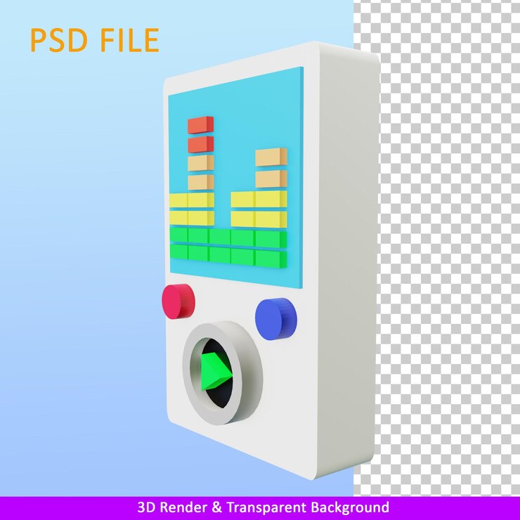 PSD 3d-darstellung musik-player
