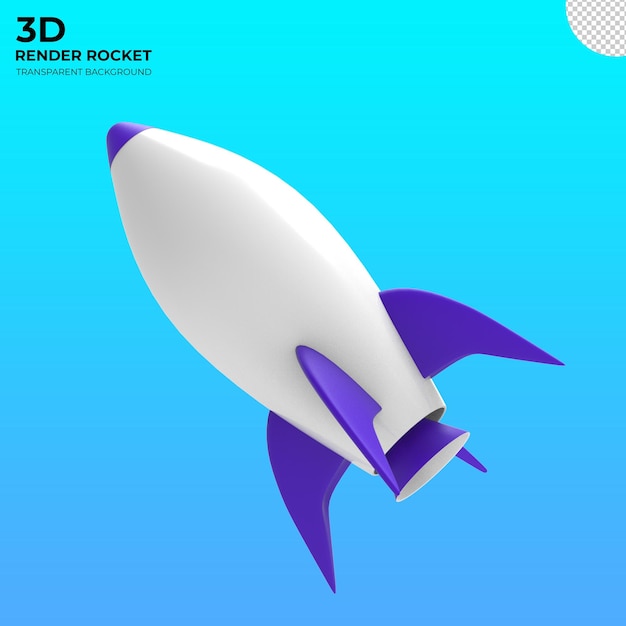 PSD 3d-darstellung render-raumschiff-rakete isolierter hintergrund