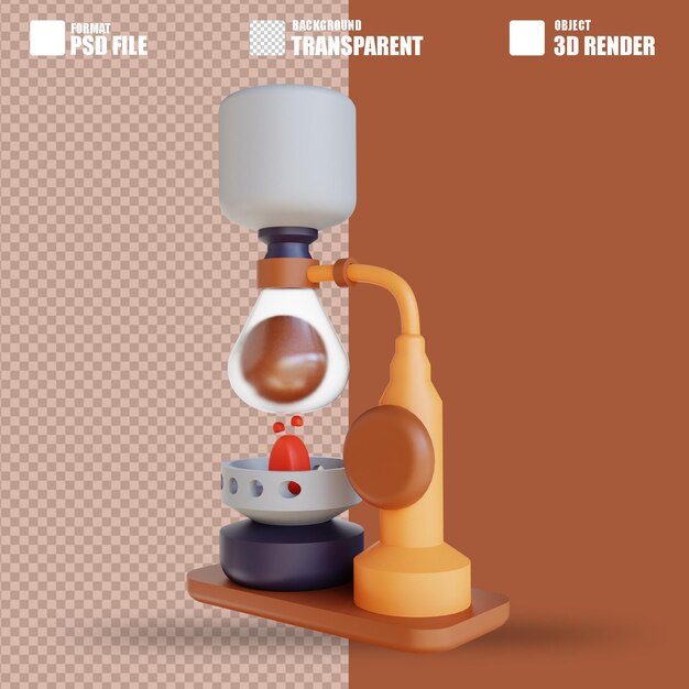 PSD 3d-darstellung siphonkaffee 2