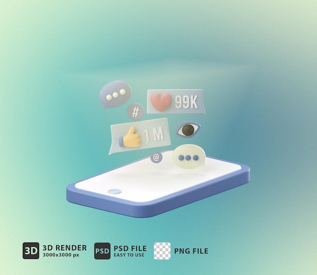 3D-Darstellung Social-Media-Marketing