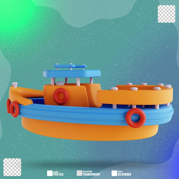 3d-darstellung spielzeugboot 3