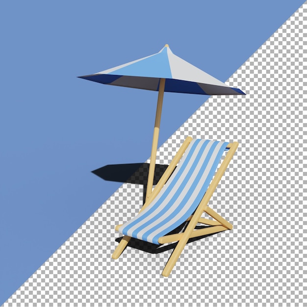 3D-Darstellung Strandkorb Cartoon mit Schatten