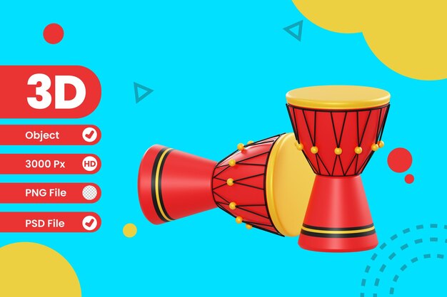 3D-Darstellung Traditionelles Trommelobjekt