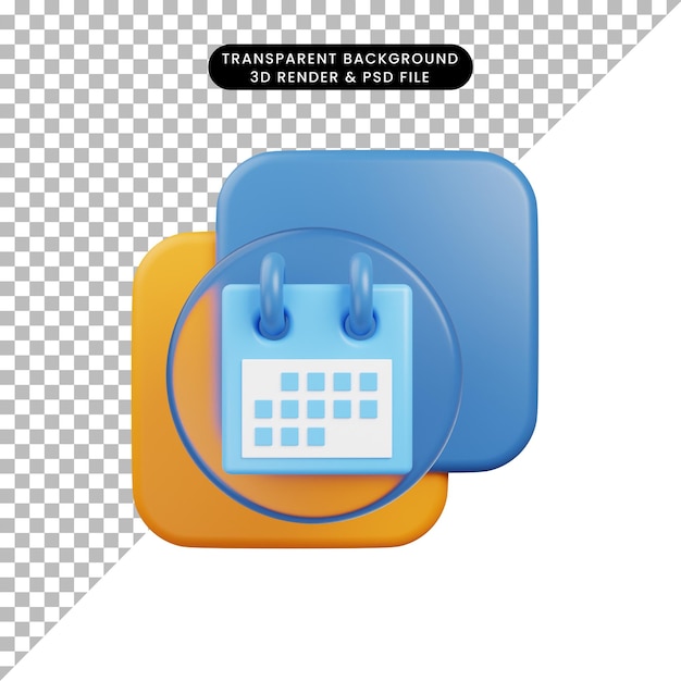 3d-darstellung ui-symbol glasmorphismus kalendersymbol 3d-rendering
