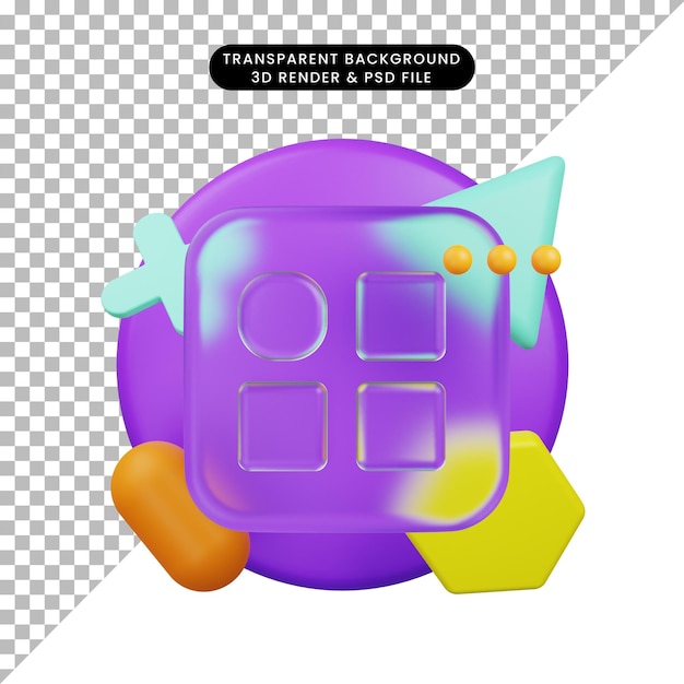 3D-Darstellung UI-Symbol Glasmorphismus-Modus 3D-Rendering