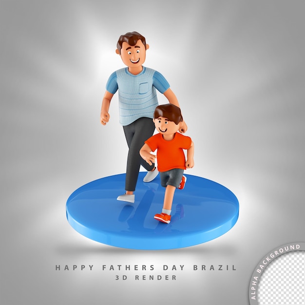 3D-Darstellung Vater und Sohn gehen nebeneinander