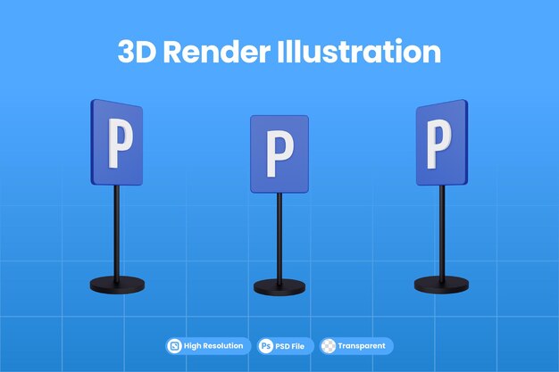 3d-darstellung verkehrszeichen der parkzone