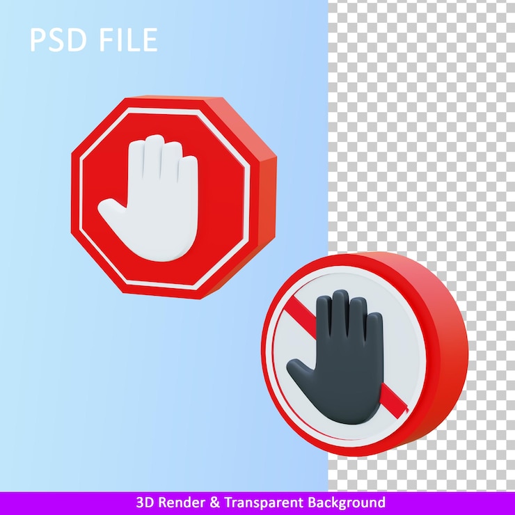 PSD 3d-darstellung verkehrszeichen