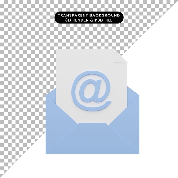 3D-Darstellung von Brief-E-Mail mit Papier