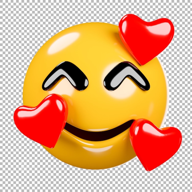 PSD 3d-darstellung von emoji oder emoticon mit transparentem hintergrund, beschneidungspfad.