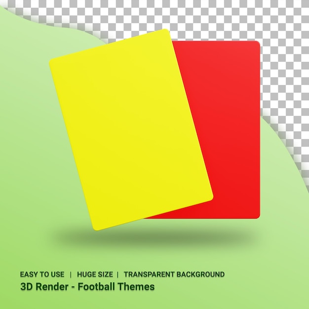 PSD 3d-darstellung von gelben und roten karten mit transparentem hintergrund