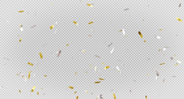 3D-Darstellung von goldenem Konfetti mit Fliegen