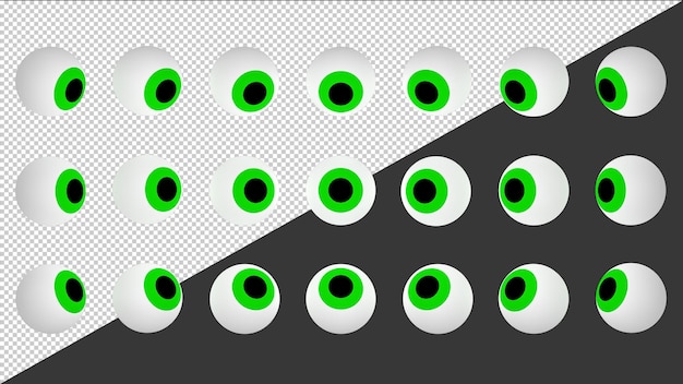 3d-darstellung von grünen augen