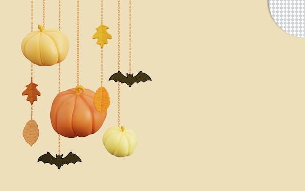 3D-Darstellung von Happy Halloween mit Herbstlaub