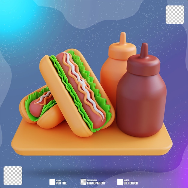 3d-darstellung von hotdogs