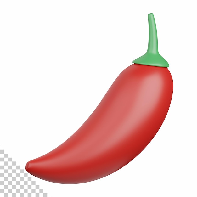 3D-Darstellung von isoliertem Chili, nützlich für Lebensmittelallergenallergie-Erkrankungen und Antigen-Designelement