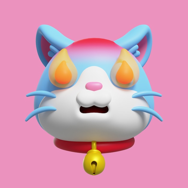 3D-Darstellung von Katzen-Emoji