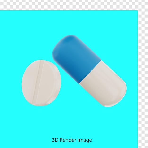3D-Darstellung von medizinischen Pillen und Kapseln