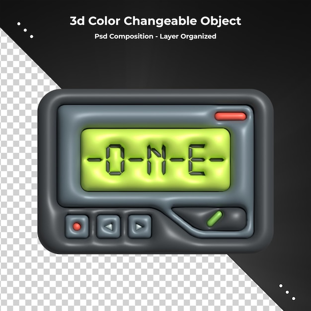 3D-Darstellung von Radio im minimalen Stil auf transparentem Hintergrund
