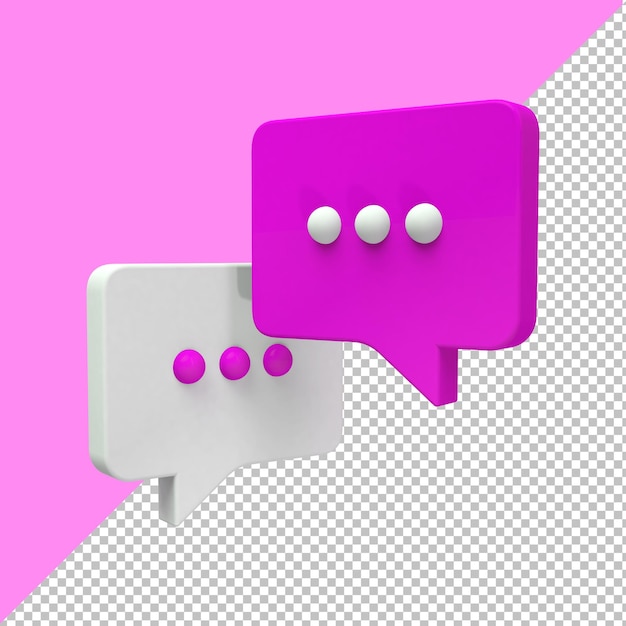 3D-Darstellung von rosa Sprechblasen. Sprache, Konversation 3D-Symbol. Hintergrund