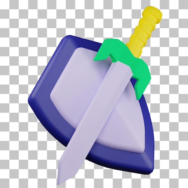 3D-Darstellung von Schwert und Schild