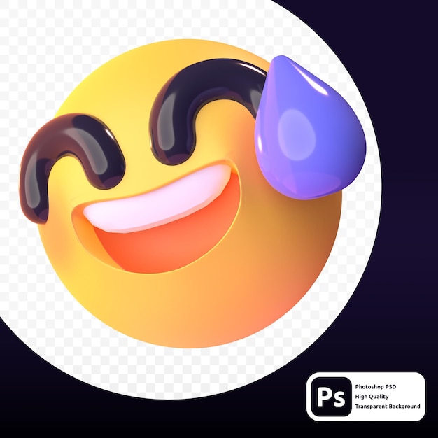 3d-darstellung von smile emoji für grafik-asset-web oder präsentation