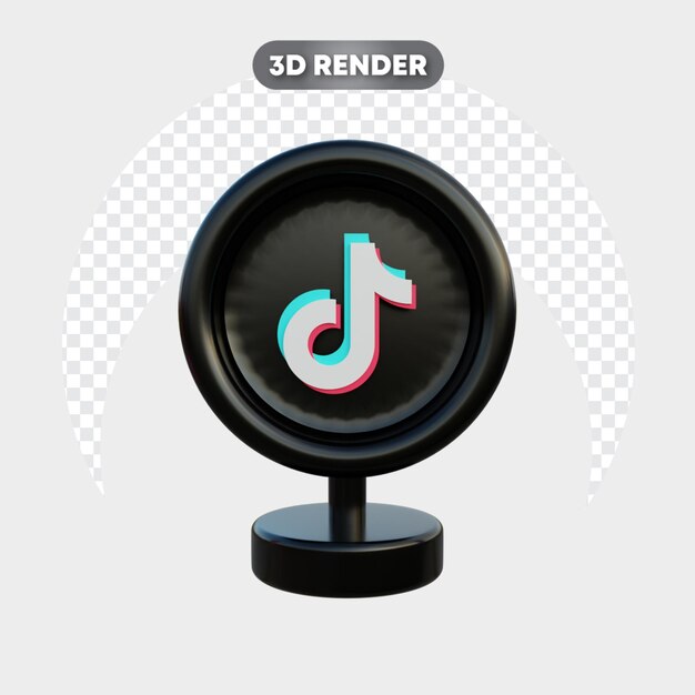 3d-darstellung von social media isolierten tiktok