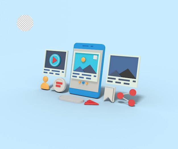 3D-Darstellung von sozialen Medieninhalten am Telefon