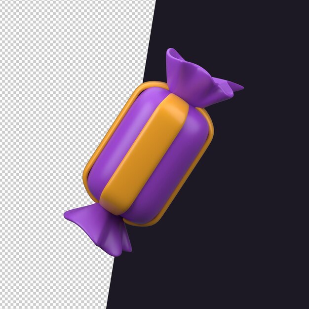 3D-Darstellung von Süßigkeiten-Halloween-Symbol psd