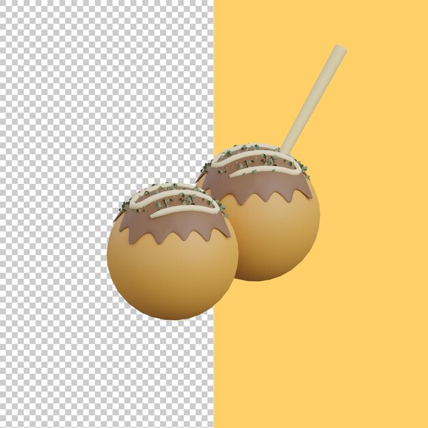 PSD 3d-darstellung von takoyaki-symbol für japanisches essen